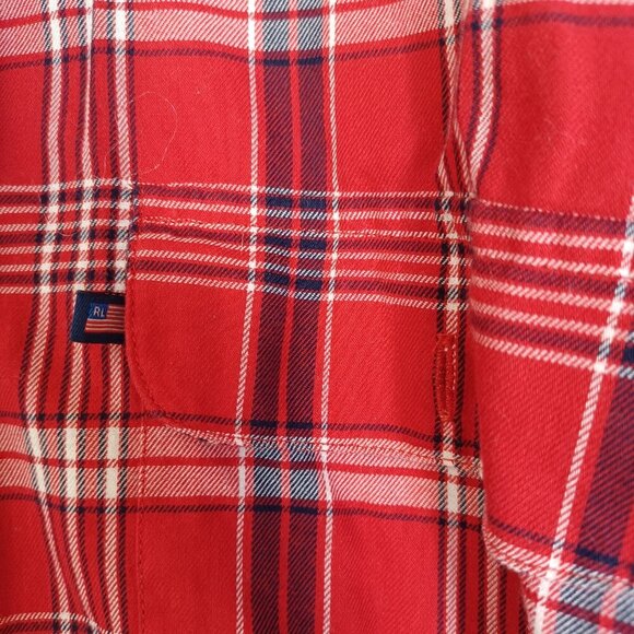 Ralph Lauren Jeans Co Red Plaid Shirt Long Sleeve Button Down Mens Large - Picture 5 of 10